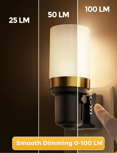 Vista 3 de L LOHAS LED Luces nocturnas enchufables a la pared, luz nocturna regulable con sensor de encendido/apagado automático, blanco cálido de 3000 K