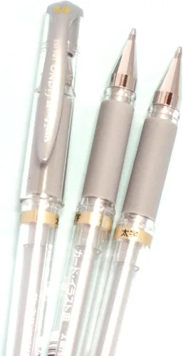 Vista 3 de Uni-Ball Signo Broad Point Gel Impact Pen Tinta Plateada, 0.039 in, 3 bolígrafos por paquete (importación de Japón) [Paquete original Komainu-Dou]