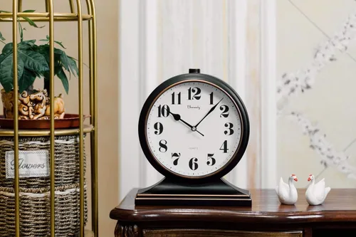 Vista 4 de Reloj de escritorio, reloj de escritorio retro, reloj de escritorio de 10 pulgadas, silencioso y sin tictac, reloj decorativo antiguo, fácil de leer