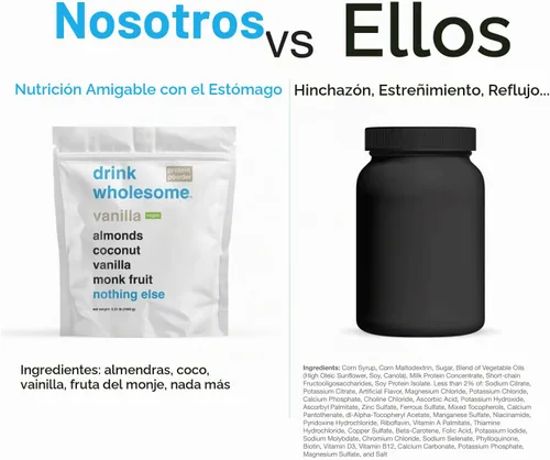 Vista 6 de Bebida saludable de proteína de almendra de chocolate en polvo para estómagos sensibles
