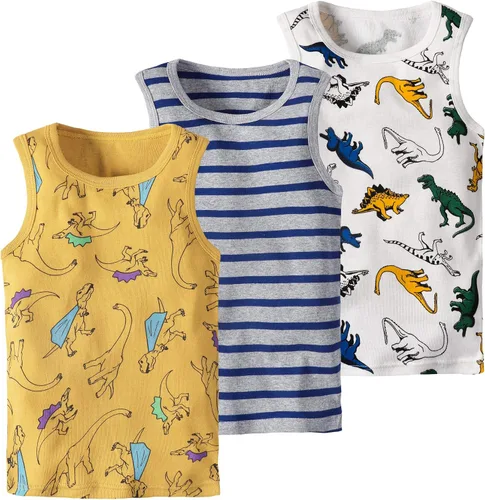 Vista 30 de Camisetas sin mangas de algodón suave para niños pequeños, paquete de 3