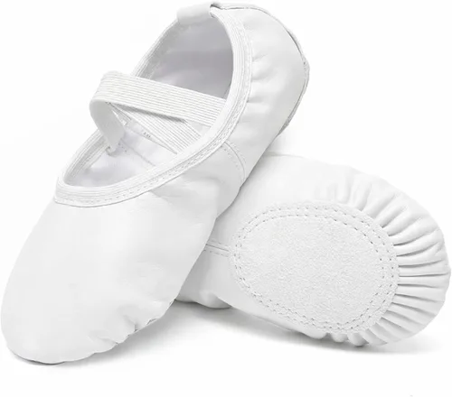 Vista 12 de Danzcue Zapatos de ballet para mujer, lona suave, piel sintética, zapatillas de baile para adultos, ideales para mujeres