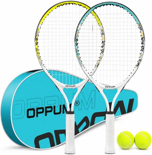 Vista 9 de Raqueta de tenis para niños (paquete de 2), tamaños de 16 a 25 pulgadas. Diseñada para niños de 2 a 14 años. Equipo asequible y duradero