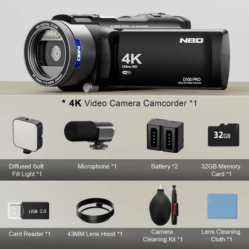 Vista 7 de NBD Videocámara de video 4K Ultra 48MP Vlogging Cámara para YouTube, videocámara digital con zoom 16X de 3.0 pulgadas IPS 270° con micrófono, luz