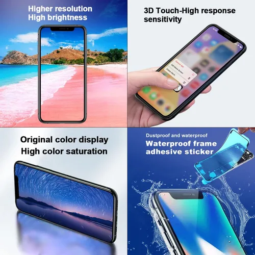 Vista 4 de EFAITHFIX para iPhone X Reemplazo de pantalla LCD de 5.8 pulgadas, pantalla LCD táctil 3D de visualización LCD Full HD, montaje de marco completo