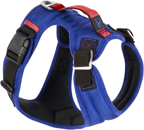 Vista 7 de Gooby Pioneer Arnés para perro con asa de control y capacidad de sujeción del cinturón de seguridad, grande, rojo No-pull front clip; Traffic