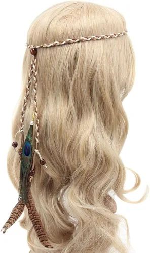 Vista 3 de Tallahassee - Diadema con borlas de plumas indias estilo bohemio