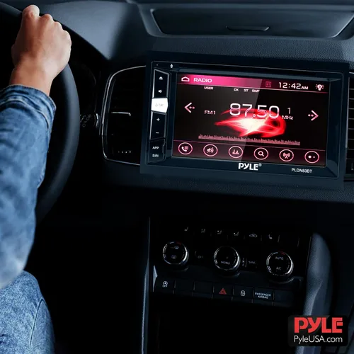 Vista 7 de Pyle Reproductor de DVD estéreo para coche Double Din Bluetooth con pantalla táctil integrada en la consola, estéreo de coche con USB/SD, MP3