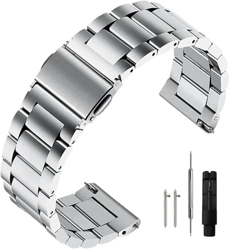 Vista 12 de Correa de reloj de acero inoxidable de liberación rápida, pulsera de metal mate cepillada premium, 16 mm, 18 mm, 20 mm, 22 mm, 24 mm, correa