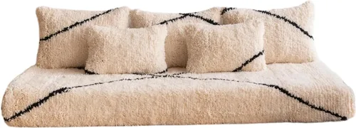 Vista 24 de arabicsofa Sofás de Suelo Coloridos de Estilo Marroquí – Cojines de Suelo Modulares Hechos a Mano (Beige 16, Sofá de Suelo de 4 pies)