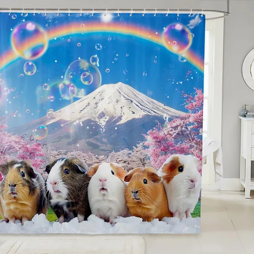 Vista 127 de Feelyou Cortina de ducha con diseño de gato para decoración de baño, bonita cortina de baño para puestos de bañeras, accesorios de baño divertidos
