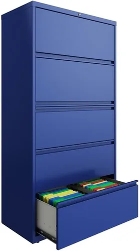 Vista 4 de UrbanPro Archivador lateral de metal de 36" con 5 cajones en azul clásico Blue