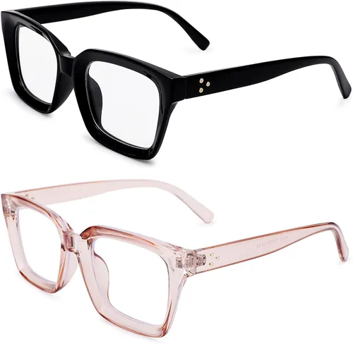 Vista 8 de COASION Lentes de bloqueo de luz azul, lentes clásicos gruesos con montura cuadrada para mujeres y hombres