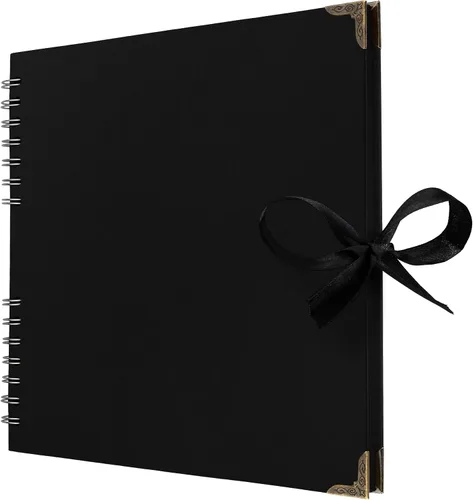 Vista 10 de Bstorify - Álbumes de fotos cuadrados de 36 páginas de 18 x 18 cm, papel kraft negro grueso, 250 g/m², libro de recuerdos, cierre de cinta, ideal