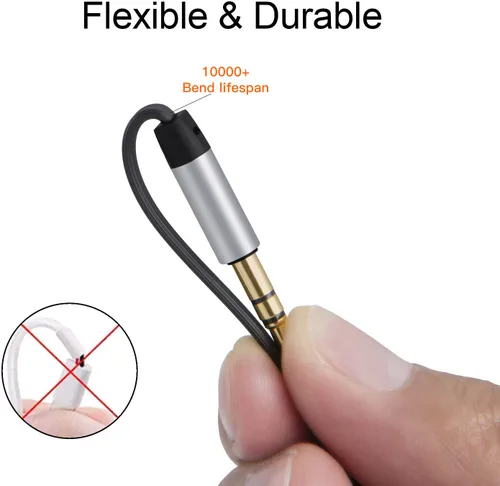 Vista 4 de CableCreation Cable auxiliar, cable estéreo de audio auxiliar plano de 6 pies/5.9 ft de 0.138 in 90 Degree Right Angle Compatible with Car, Home