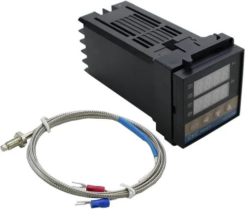 Vista 8 de INFRI REX-C100 Digital RKC PID Thermostat Temperature Controller Digital REX-C100/ 40A SSR Relay/K Thermocouple Probe/Heat Sink(RKC-C100)