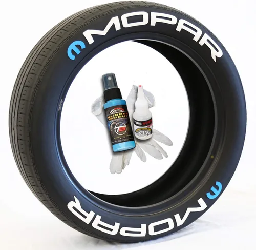 Vista 3 de Tire Stickers Mopar con logotipo M – Letras permanentes con pegamento en neumáticos fabricadas en Estados Unidos con pegamento y limpiador
