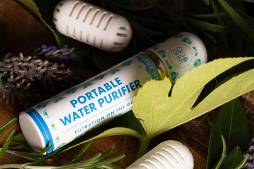 Vista 2 de PURIBLOC GOpure - Purificador de agua portátil, sistema de filtro de agua en cápsulas, ideal para camping, mochileros, botella de agua corriente