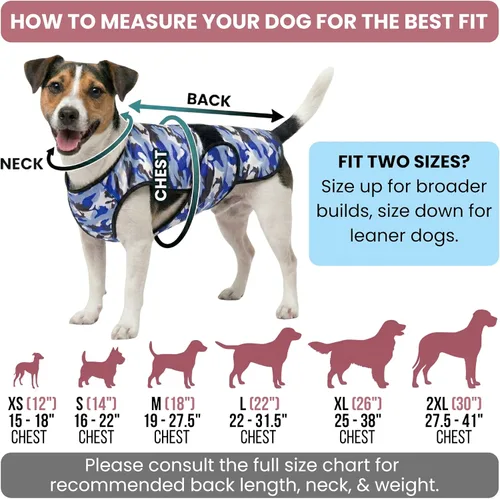Vista 6 de Chaleco refrescante para perro, chaqueta de refrigeración de microfibra de 2 capas, azul, talla XS Longer cooling duration, balanced comfort, UV