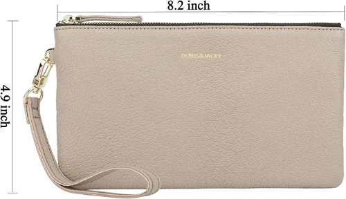 Vista 2 de DORIS&JACKY Bolso de mano pequeño de cuero para mujer, delgado, delgado, de piel de cabra, para teléfono celular, con correa