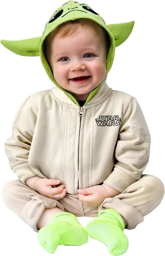 Vista 5 de Star Wars Mandalorian Grogu Zip-Up Hoodie for Toddler Size Adorable and Cozy Little Kids Jacket with Baby Yoda Face & Ear