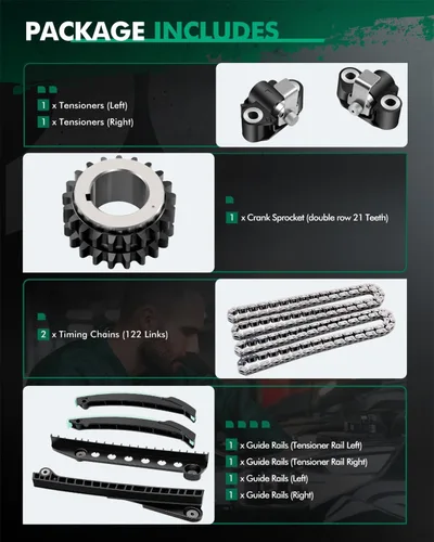 Vista 2 de SCITOO 9-4201S 9-4202S Kit de cadena de distribución del motor Reemplaza para Ford para Lincoln Expedition F-150 F-250 Super Duty F-350 Super Duty