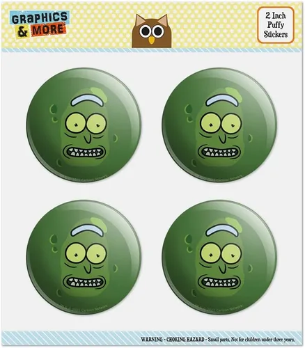 Vista 7 de Rick and Morty Pickle Rick Face Puffy Bubble Dome Scrapbooking Crafting Sticker Set