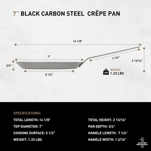 Vista 2 de Matfer Bourgeat Sartén para crêpes de acero al carbono negro, 7