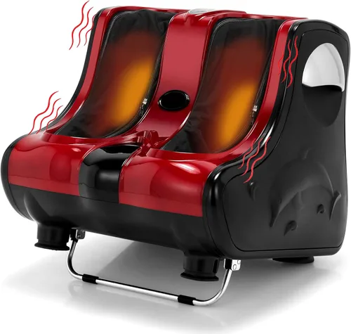 Vista 11 de Giantex Masajeador de pies y pantorrillas con calor, máquina masajeadora de pies Shiatsu con vibración, amasado profundo, modos de intensidad de 3