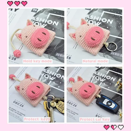 Vista 6 de ALFOCI Llavero de ganchillo para mujer y niña bonito regalo de animales llaveros Kawaii accesorios de decoración para llaves de coche 374 x 315 x 079