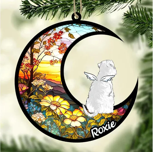Vista 572 de LOVELYPOD Adorno de Navidad personalizado para perro Basset Hound (marrón) Basset Hound (marrón) adorno para atrapasoles de perro, razas de perros
