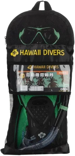 Vista 8 de Hawaii Divers Leilani Mask Snorkel and Fin Set, Adult Snorkeling Gear, Dual-Window Tempered Glass Mask, Dry-Top Snorkel, Adjustable Fins, Travel