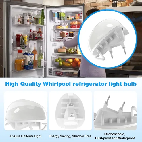 Vista 4 de JIOTAR W11602886 W11251749 Bombilla de repuesto para refrigerador Whirlpool Bombillas W11468934 W11449273 W11520324 AP6986570 W11549780