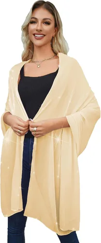 Vista 2 de REEMONDE Chales para mujer, chales de gasa brillante, hiyab, bufanda, pareo nupcial de boda, chales para vestidos de noche