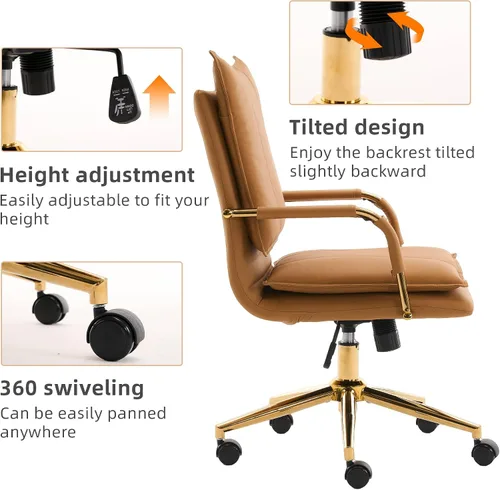 Vista 10 de Silla de oficina, cómoda silla de escritorio, silla giratoria de cuero, silla ergonómica para computadora con reposabrazos, silla de escritorio