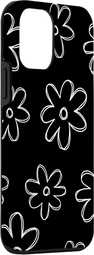 Vista 3 de Funda para iPhone 12 Mini con diseño de flores silvestres en blanco y negro