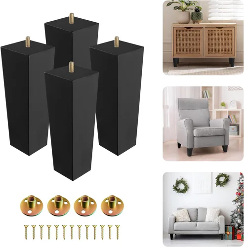 Vista 11 de Yes4All Juego de 4 Patas de Muebles de Madera Redondas de 4 Pulgadas - Pies de Repuesto de Madera para Sofá, Cama, Banco - Patas Cónicas Ajustables