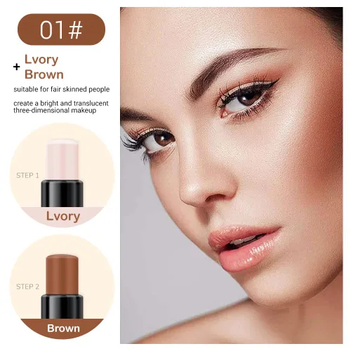 Vista 2 de evpct 2En1 Crema Barra de Contorno y Corrector para Maquillaje Facial Kit de Crema para Principiantes Crema de Contorno y Barra de Iluminación