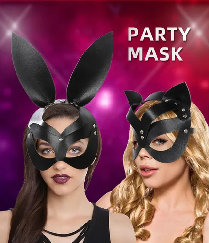 Vista 5 de Máscara de gato, máscara de piel sexy para mujer, máscara de gato de cuero para cosplay, máscara facial para Halloween, carnaval veneciano, Mardi