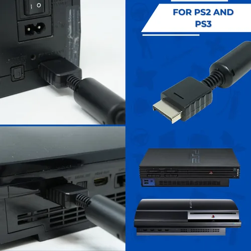 Vista 3 de Old Skool HD - Cable AV compatible con PlayStation 2 y 3 Compatible con PlayStation 3, PS2, PS3, salida HD, cable de audio/video