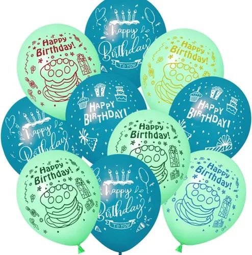 Vista 7 de 52 globos azules de cumpleaños con patrón de fiesta de cumpleaños para niños, decoración adecuada para fiestas de cumpleaños de niñas y niños, baby