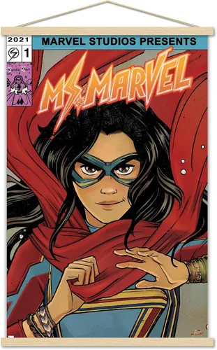 Vista 16 de Trends International Marvel Ms. Marvel - Póster de pared de cómic, 22.4 pulgadas de largo x 14.7 pulgadas, versión enmarcada en madera de granero