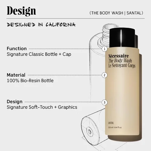 Vista 6 de Nécessaire The Body Duo - Gel de baño Santal + suero corporal de retinol para líneas finas y crepiness - Limpiador + tratamiento nocturno