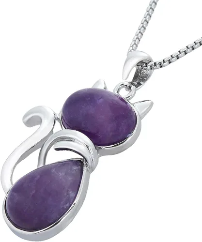 Vista 2 de TUMBEELLUWA Collar de cristal curativo con colgante de piedra para gato, amuleto de chakras energéticos animales, joyería hecha a mano para mujer