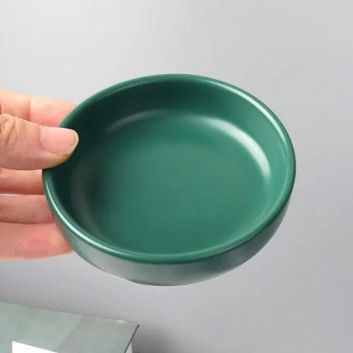 Vista 3 de MEI YI TIAN Pequeño soporte de clip de cerámica para escritorio, soporte de clip de papel redondo, organizador de pasadores de empuje, dispensador