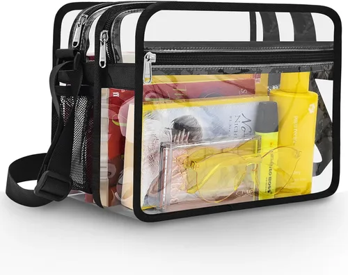 Vista 9 de Mildbeer Bolsa de mensajero transparente de estadio de 2 compartimentos para conciertos, juegos y eventos
