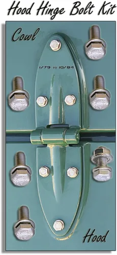 Vista 3 de FJ40 Land Cruiser capucha Cowl Hinge Junta de goma y Bolt Kit 1/79 a 10/'84