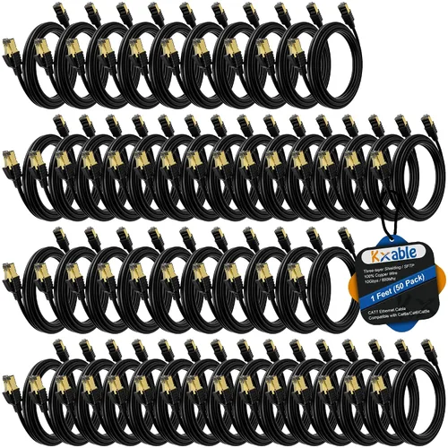 Vista 34 de Kxable Cable Ethernet Cat 7 de 1 pie, cable de Internet de alta velocidad Cat7, cable de red LAN RJ45 CAT7, triple blindaje SFTP de 10 Gbps 600 Mhz
