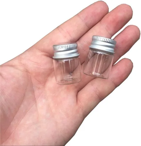 Vista 2 de Mini botellas de vidrio de 0.2 fl oz con tapa de aluminio vacías pequeñas botellas de deseos frascos de vidrio 24 piezas (24, 0.2 fl oz)