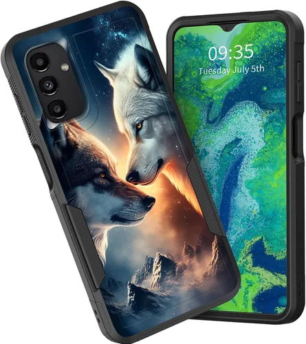 Vista 23 de Funda para Galaxy A15 5G, doble capa híbrida resistente a prueba de golpes, policarbonato duro, silicona suave, TPU, funda protectora para Samsung